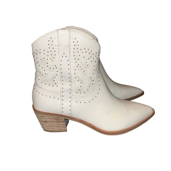Dolce Vita Shoes - Dolce Vita Ivory Solow Stud Leather Western Cowgirl Size Zipper Booties Size 9.5